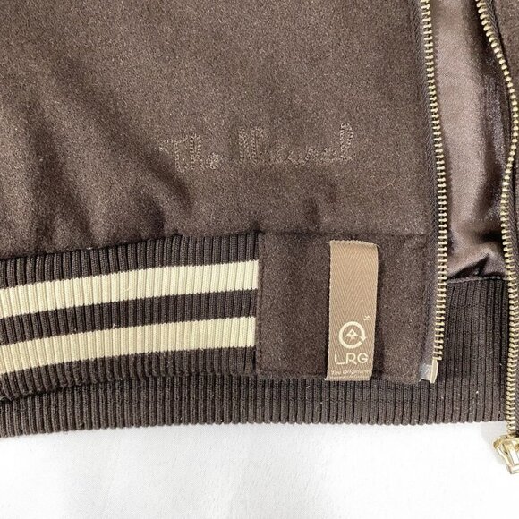 LRG MEN'S BROWN THE NATURAL WOOL BLEND EMBROIDERED VARSITY JACKET - XL - Picture 13 of 13